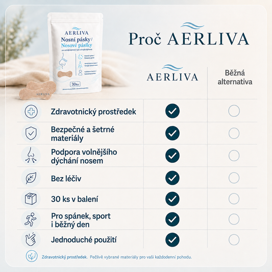AERLIVA Nosní pásky 30 ks – pro volnější dýchání
