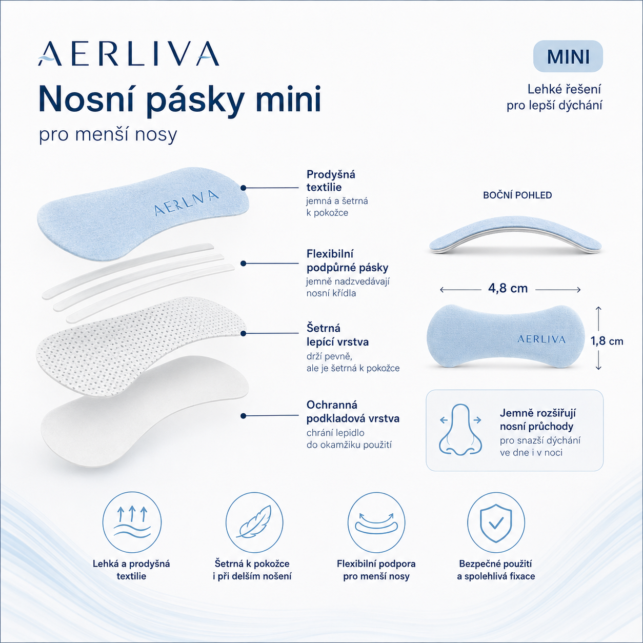 AERLIVA Nosní pásky mini 30 ks – pro menší nosy